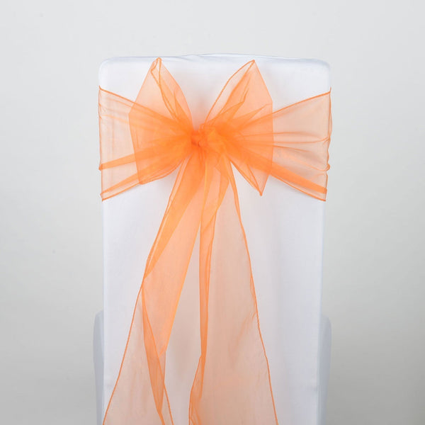 Orange - Organza Chair Sash - ( Pack of 10 Piece - 8 inches x 108 inches ) BBCrafts.com
