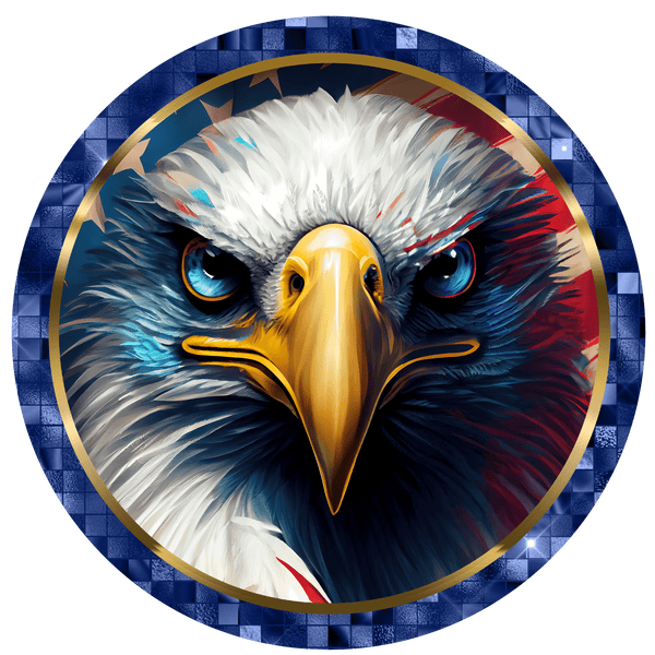 Patriotic Metal Sign: AMERICAN EAGLE - Wreath Accent - Made In USA BBCrafts.com