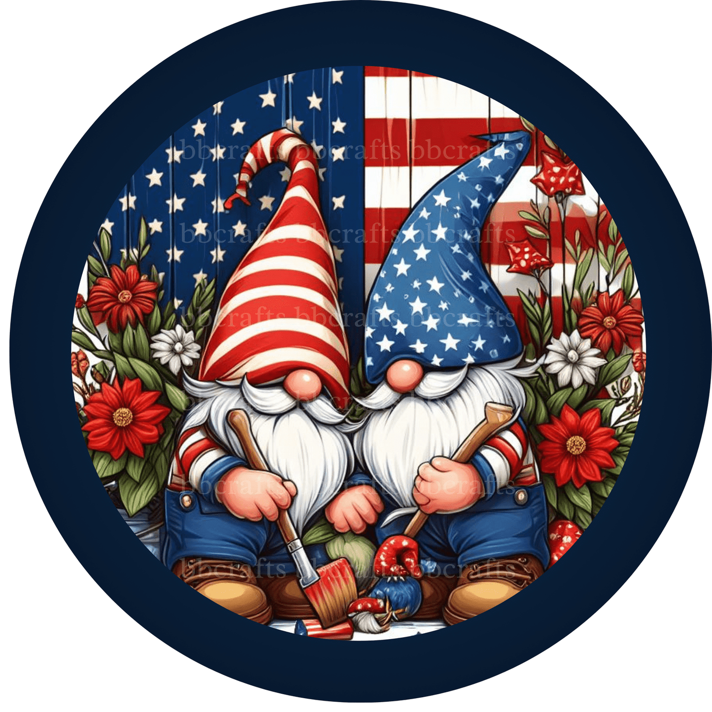 Gnome with Flag Metal / Vinyl Sign - Made in USA