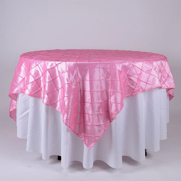 Pink - 72 Inch x 72 Inch Square Pintuck Satin Overlay BBCrafts.com