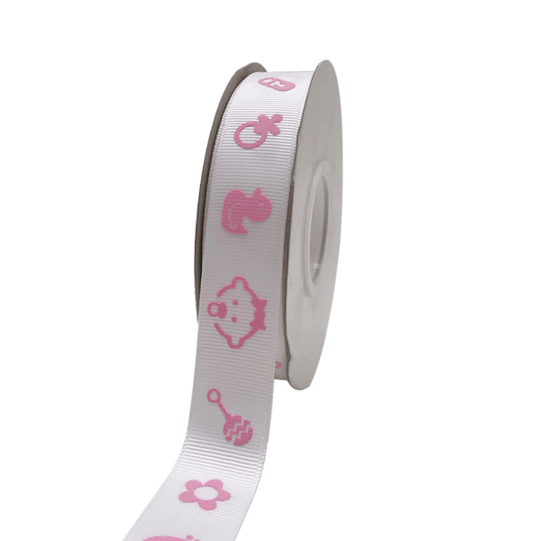 Pink - Baby Face Print - Grosgrain Ribbon Baby Design ( W: 7/8 Inch | L: 25 Yards ) BBCrafts.com