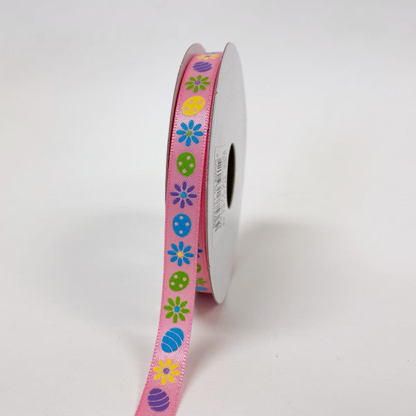 Pink Satin Easter Icons Ribbon (3/8 Inch x 10 Yards ) BBCrafts.com