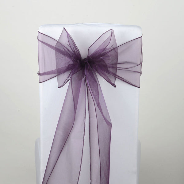 Plum - Organza Chair Sash - ( Pack of 10 Piece - 8 inches x 108 inches ) BBCrafts.com