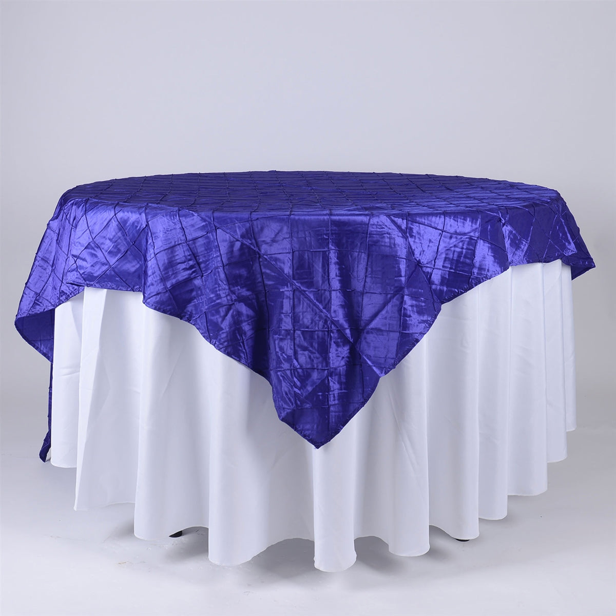 Purple - 85 Inch x 85 Inch Square Pintuck Satin Overlay BBCrafts.com