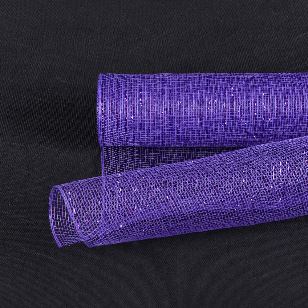 Purple - Deco Mesh Wrap Metallic Stripes - ( 10 Inch x 10 Yards ) BBCrafts.com