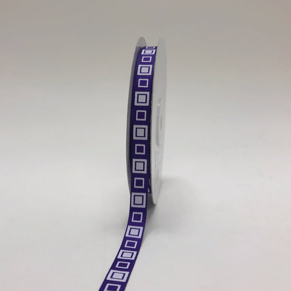 Purple - Square Design Grosgrain Ribbon ( 3/8 Inch | 25 Yards ) BBCrafts.com