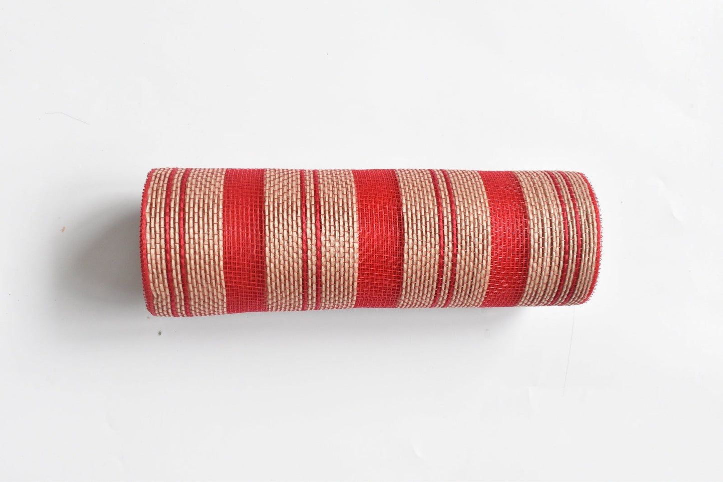 RED Natural Stripes Deco Mesh - Holiday Floral Deco Mesh - ( 10 Inch x 10 Yards ) BBCrafts.com