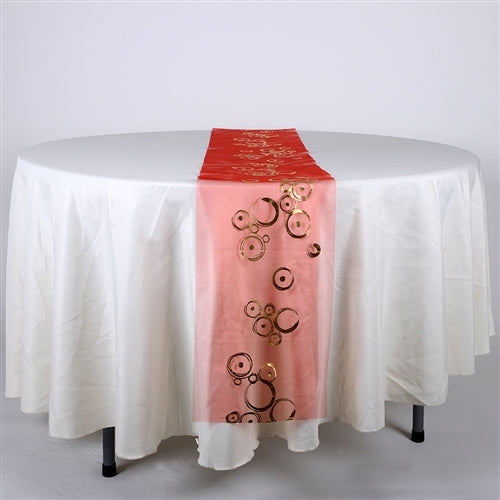 RED with GOLD Metallic ORGANZA Table Runner - XB34312 BBCrafts.com