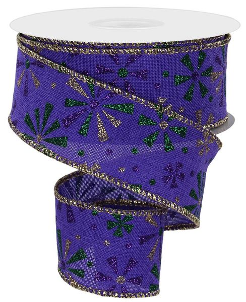 Purple/Mardi Gras Vintage Pinwheels Ribbon - ( 1-1/2 Inch | 10 Yards )