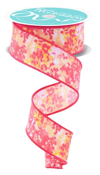 White/Yellow/Peach/Pink - 1.5 Inch x 10 Yards Abstract Print
