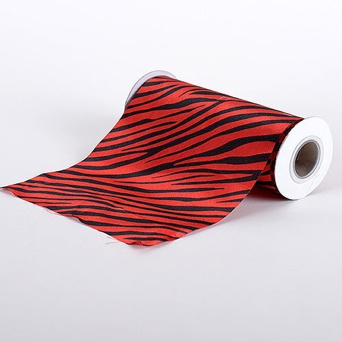 Red - Animal Printed Satin Spool - ( W: 6 Inch | L: 10 Yards ) BBCrafts.com