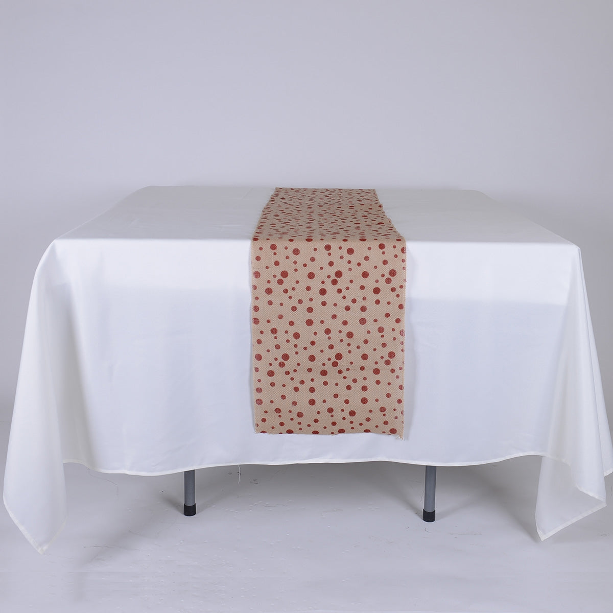 Red Dots - Burlap Table Runner ( 14 Inch x 108 Inches ) BBCrafts.com