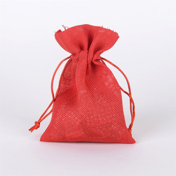 Red - Faux Burlap Bags - ( 5x7 inch - 6 bags ) BBCrafts.com