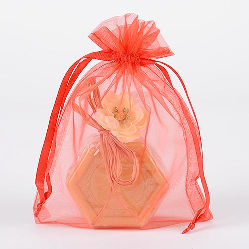 Red - Organza Bags - ( 6x15 Inch - 10 Bags ) BBCrafts.com