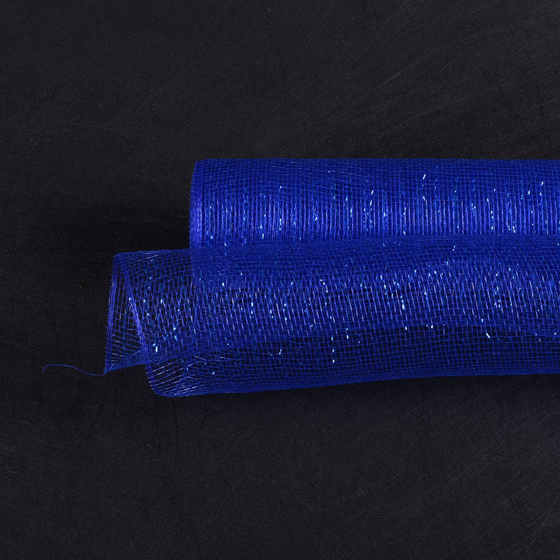 Royal Blue - Deco Mesh Wrap Metallic Stripes - ( 10 Inch x 10 Yards ) BBCrafts.com