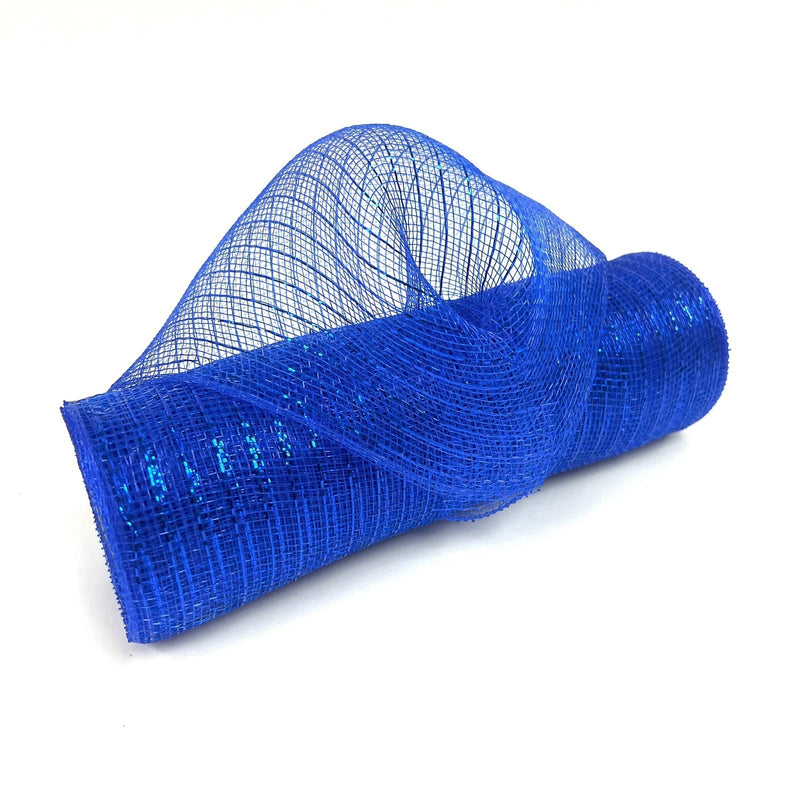 Royal Blue - Deco Mesh Wrap Metallic Stripes - ( 10 Inch x 10 Yards ) BBCrafts.com
