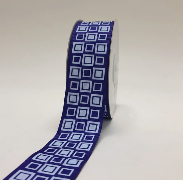 Royal Blue - Square Design Grosgrain Ribbon ( 1 - 1/2 Inch | 25 Yards ) BBCrafts.com
