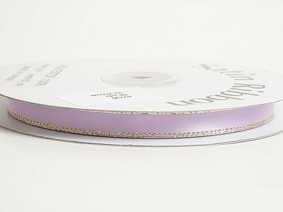 Satin Ribbon Lurex Edge Lavender with Gold Edge ( 1/8 Inch | 100 Yards ) BBCrafts.com