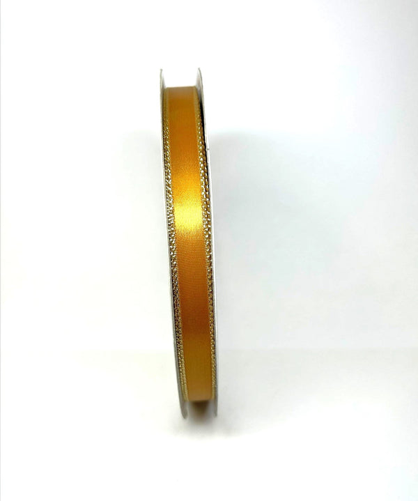 Satin Ribbon Lurex Edge Old Gold with Gold Edge ( 1/4 Inch | 50 Yards ) BBCrafts.com