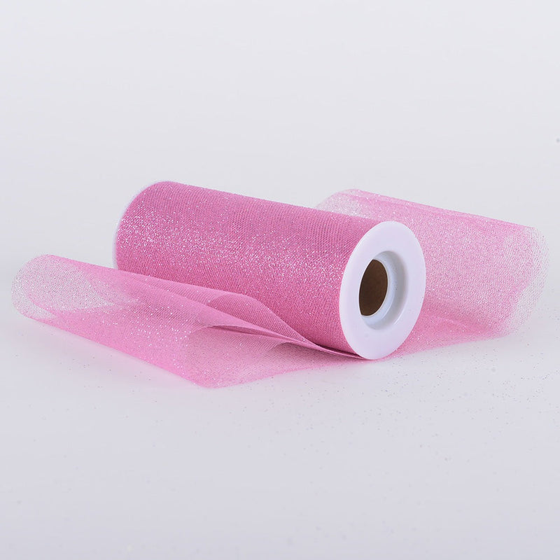 Shocking Pink Premium Glitter Tulle Fabric ( W: 6 Inch | L: 10 Yards ) BBCrafts.com