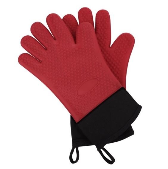 Silicone Oven Mitts Heat Resistant Gloves Kitchen Gloves 1 Pair Red BBCrafts.com