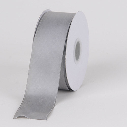 Silver - Satin Ribbon Wire Edge - ( W: 1 - 1/2 Inch | L: 25 Yards ) BBCrafts.com