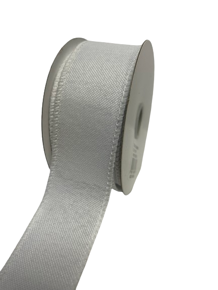 White - Canvas Wired Ribbon - ( W: 1 - 1/2 Inch | L: 10 Yards )