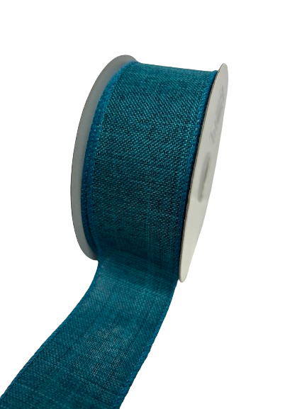 Teal - Canvas Wired Ribbon - ( W: 1 - 1/2 Inch | L: 10 Yards )