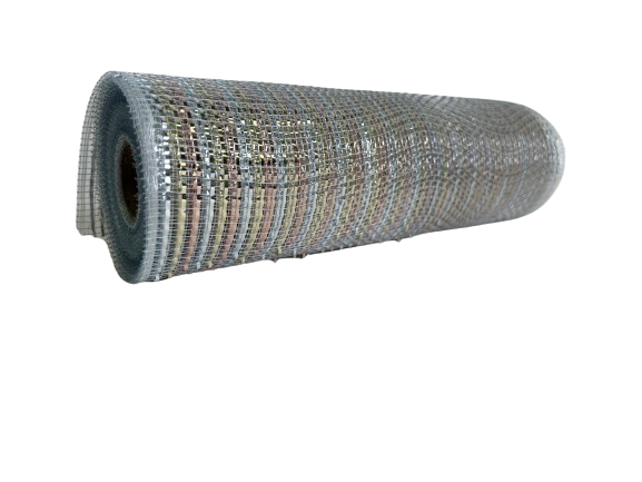 BLING SHINY METALLIC Natural Color Striped Deco Mesh - Holiday Deco Mesh - ( 10 Inch x 10 Yards )