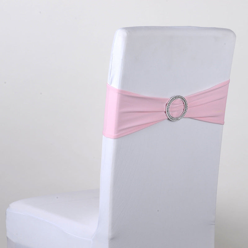 Spandex Chair Sash with Buckle - Light Pink 5 pieces BBCrafts.com