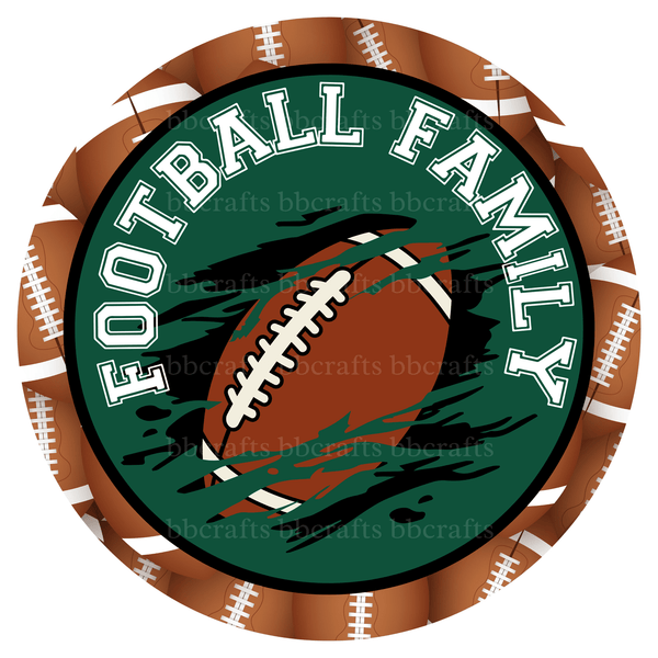 Sports Metal Sign: FOOTBALL FAMILY - Wreath Accents - Made In USA BBCrafts.com