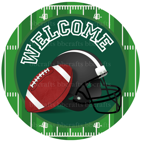 Sports Metal Sign: FOOTBALL SEASON - Wreath Accents - Made In USA BBCrafts.com