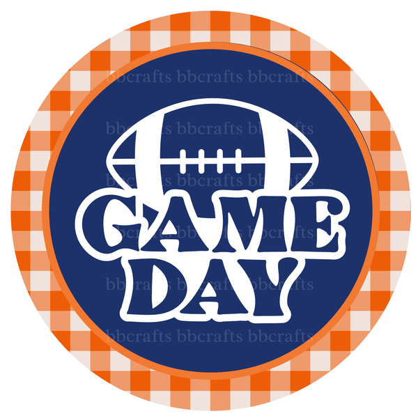 Sports Metal Sign: GAME DAY ON - Wreath Accents - Made In USA BBCrafts.com