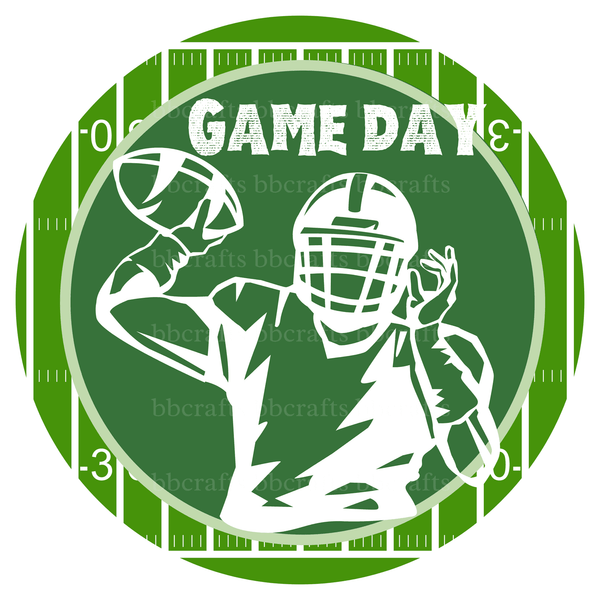 Sports Metal Sign: GAME DAY - Wreath Accents - Made In USA BBCrafts.com