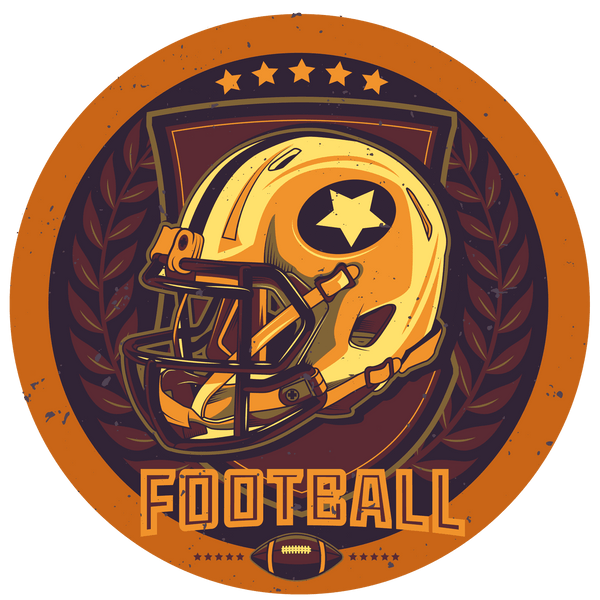 Sports Metal Sign: GOLDEN VINTAGE FOOTBALL - Wreath Accents - Made In USA BBCrafts.com