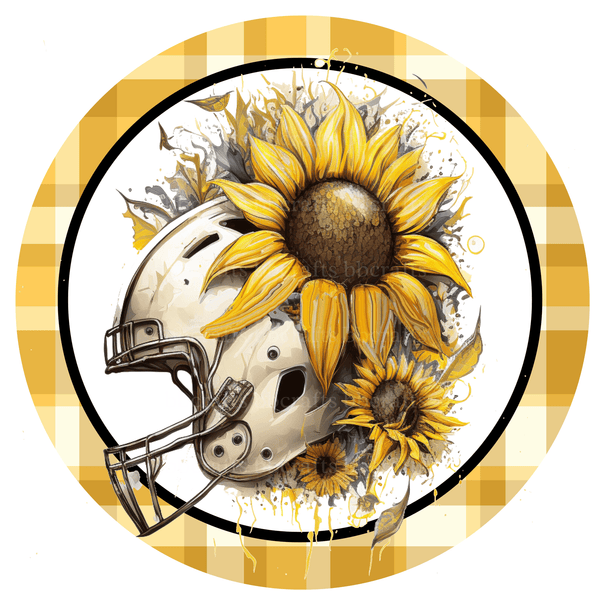 Sports Metal Sign: SUNFLOWER FOOTBALL SEASON - Wreath Accents - Made In USA BBCrafts.com