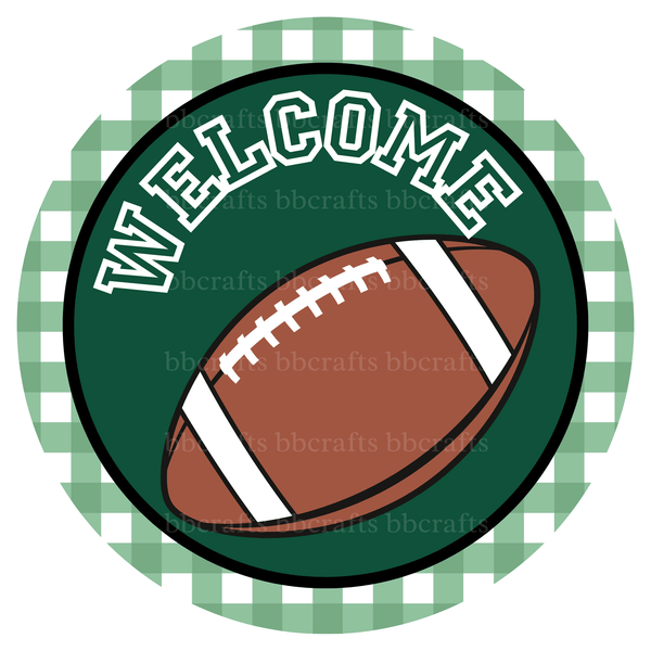 Sports Metal Sign: WELLCOME FOOTBALL - Wreath Accents - Made In USA BBCrafts.com