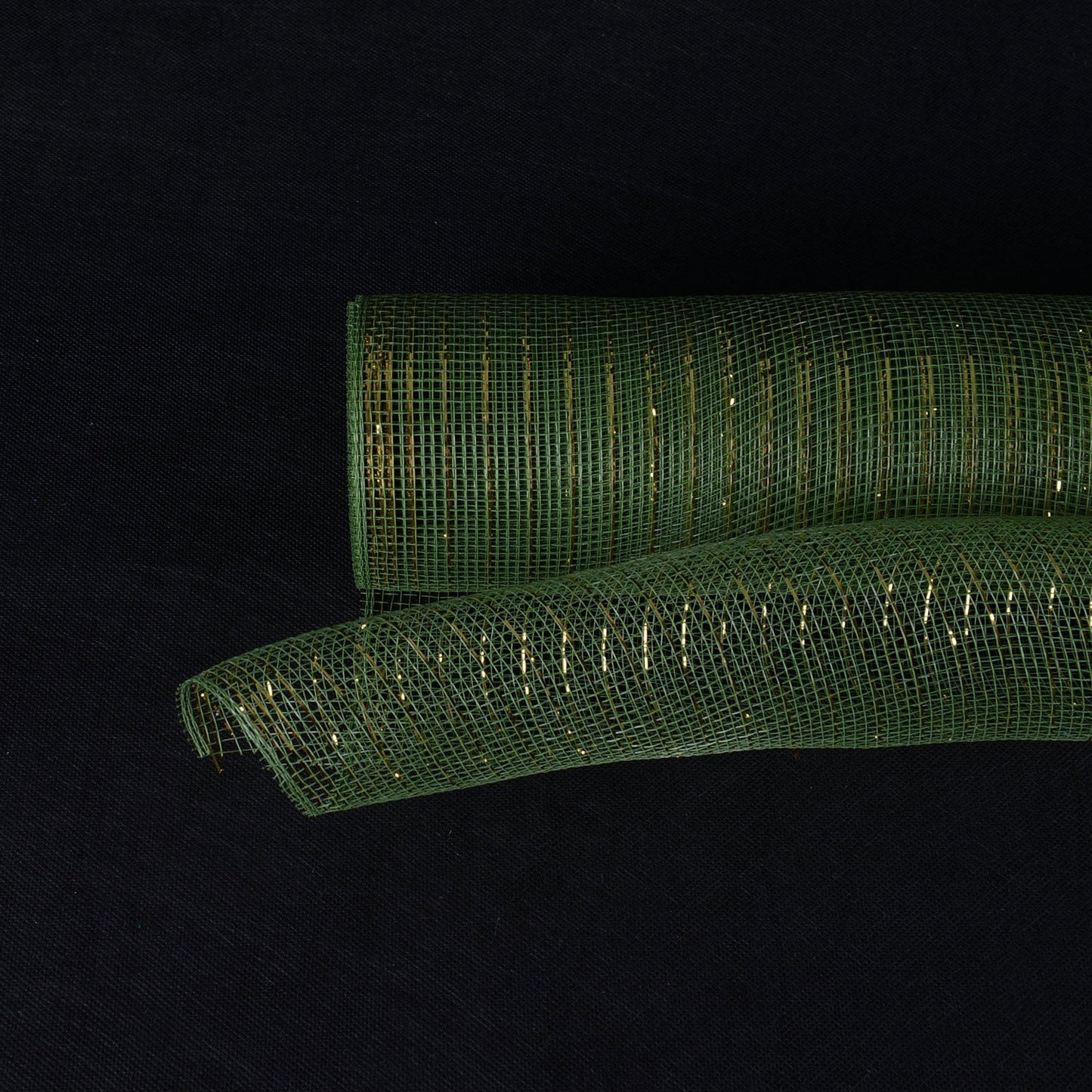 Spring Moss with Gold Lines - Deco Mesh Wrap Metallic Stripes - ( 10 Inch x 10 Yards ) BBCrafts.com
