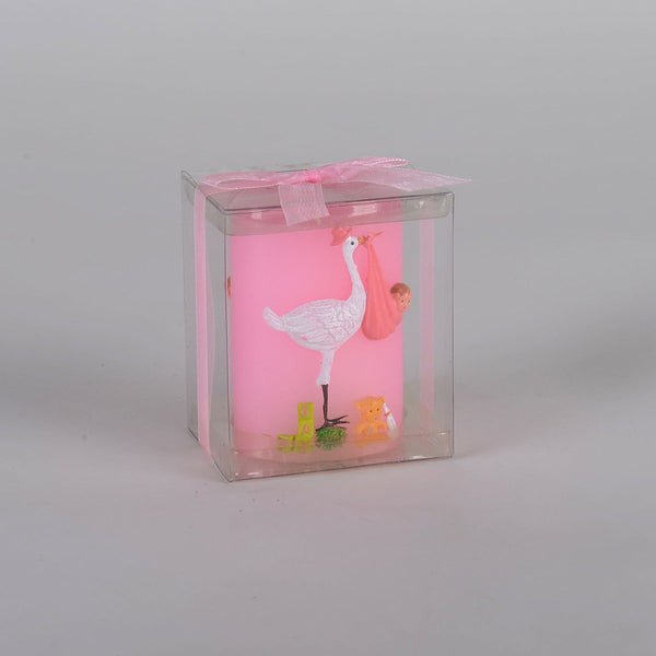 Stork Baby Candle - Pink BBCrafts.com
