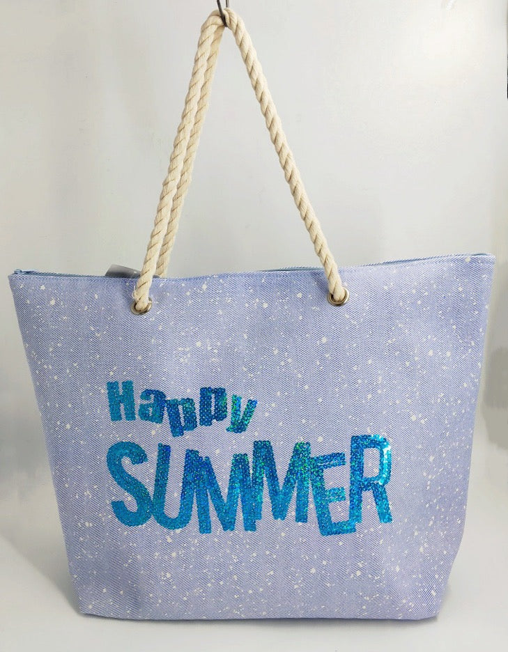 19 x 15 Summer Sparkle Canvas Beach Tote Bag – - Main Image