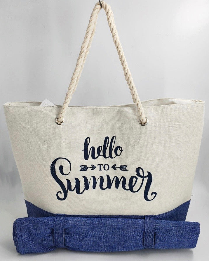 19 x 15 Summer Beach Tote Bag with Towel – - Main Image
