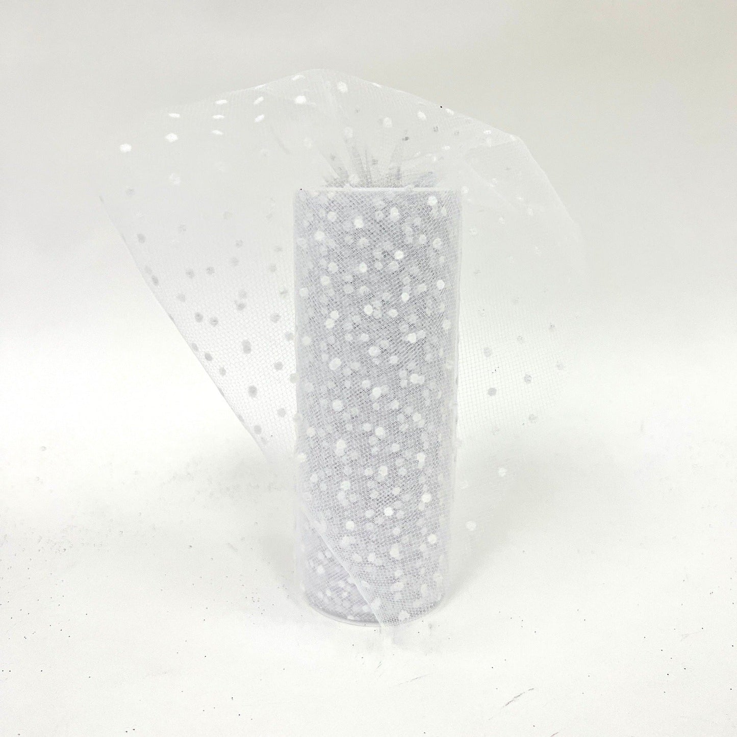 Swiss Color Dot Tulle Roll White BBCrafts.com