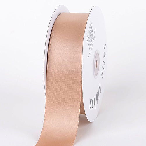 Tan - Satin Ribbon Double Face - ( W: 5/8 Inch | L: 25 Yards ) BBCrafts.com