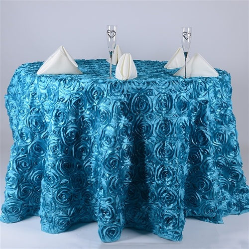 Turquoise 132 Inch Rosette Tablecloths BBCrafts.com