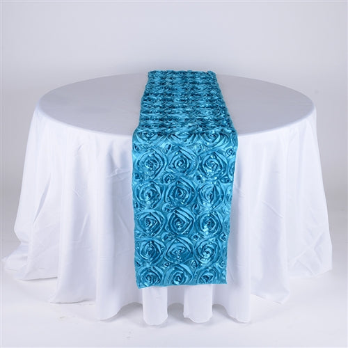 Turquoise 14 Inch x 108 Inch Rosette Table Runner BBCrafts.com