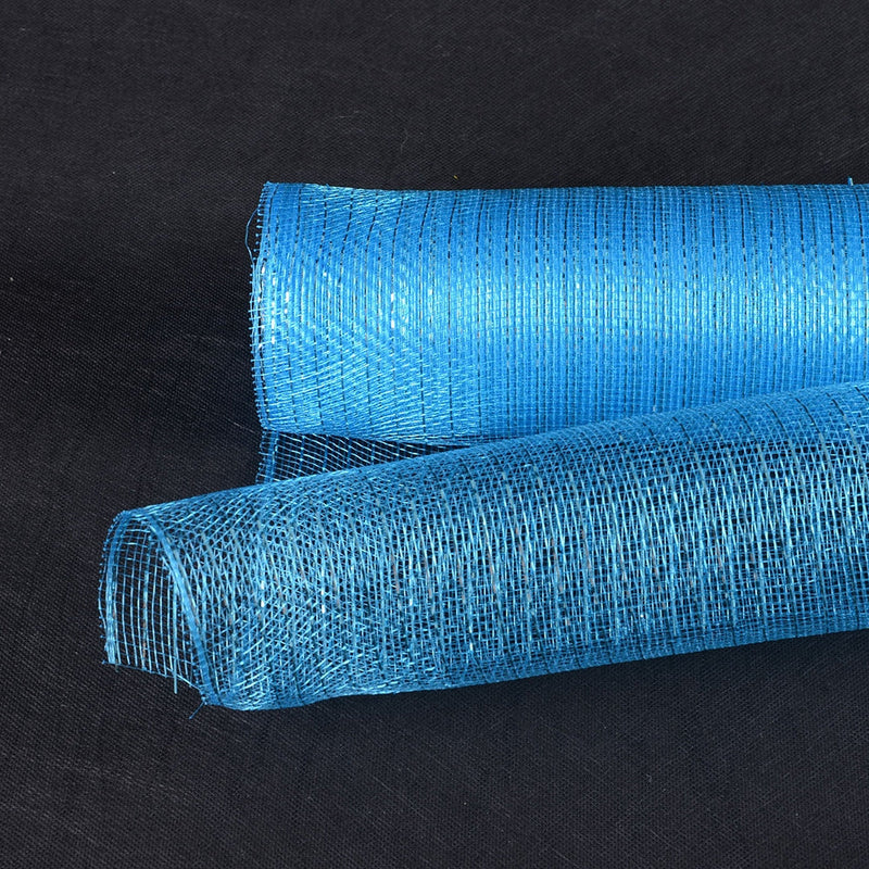 Turquoise - Deco Mesh Wrap Metallic Stripes - ( 10 Inch x 10 Yards ) BBCrafts.com