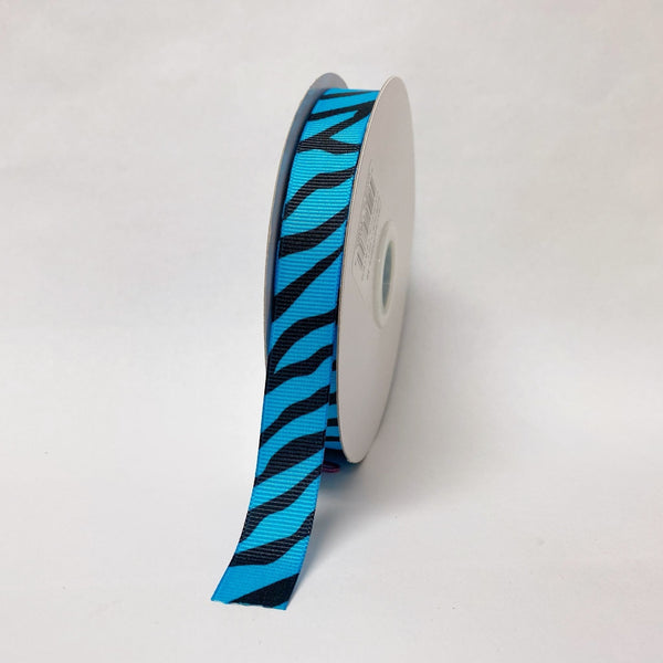Turquoise - Grosgrain Ribbon Animal Print - ( W: 5/8 Inch | L: 25 Yards ) BBCrafts.com