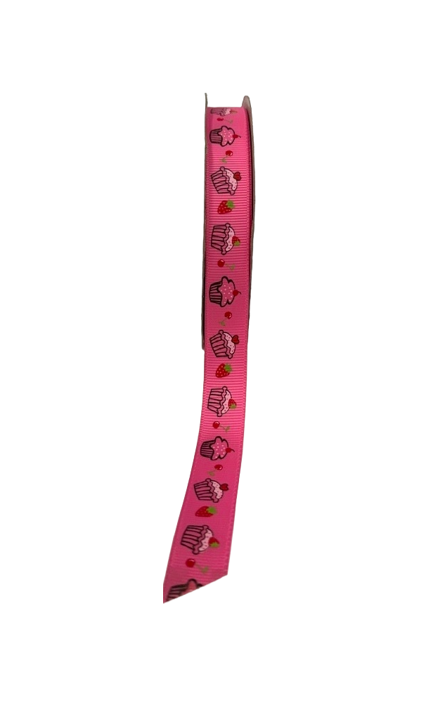 Strawberry Cupcake Printed Grosgrain Ribbon - ( W: 5/8 Inch | L: 25 Yards )