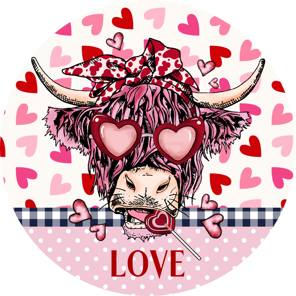 Valentine's Day Metal Sign: Cow Love - Made In USA BBCrafts.com