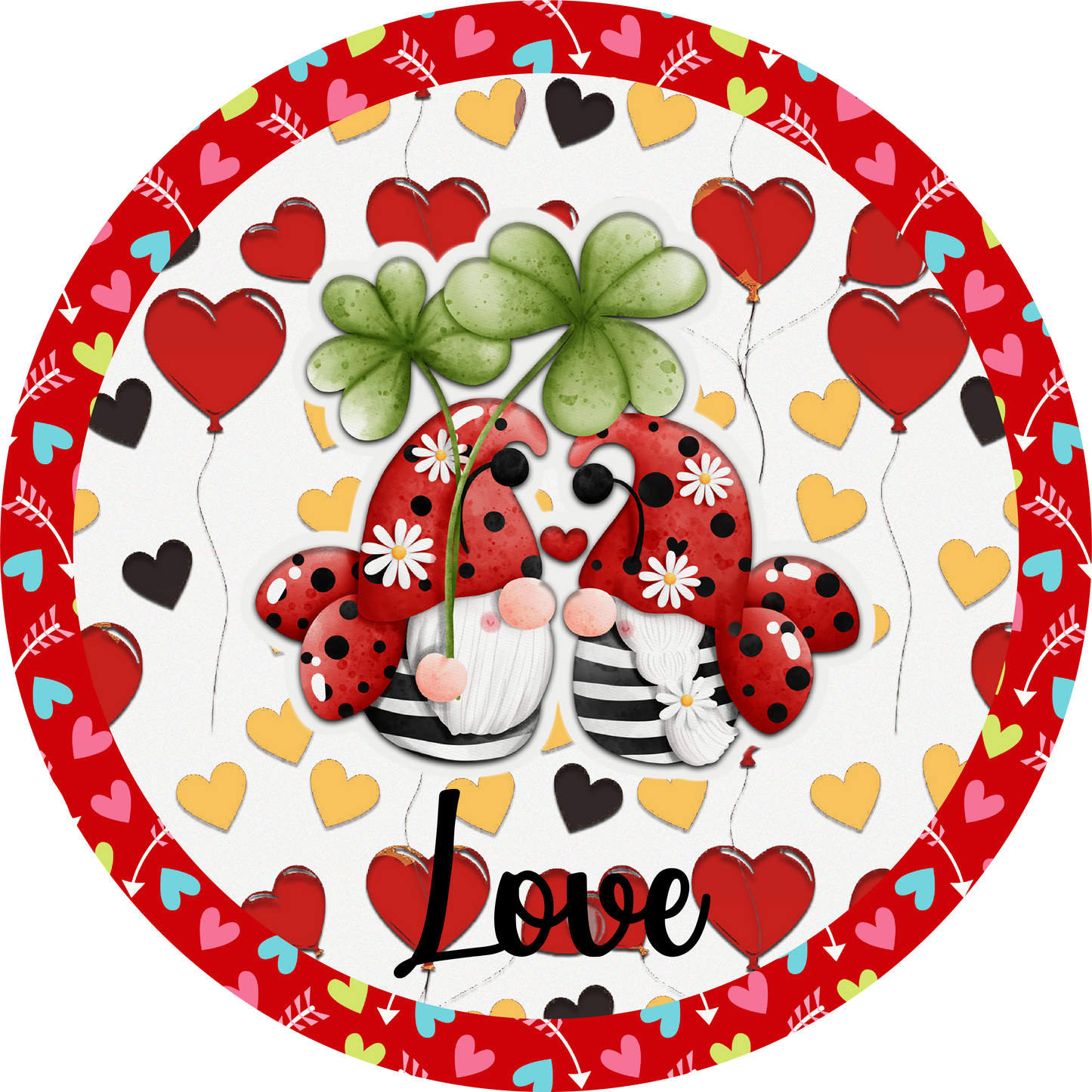 Valentine's Day Love Gnome Metal / Vinyl Sign - Made in USA